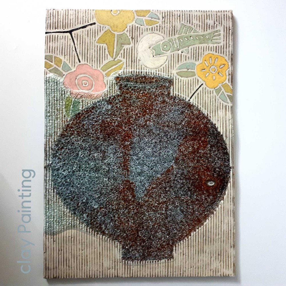 <비추다> 혼합토,점토안료,빙열유, 1230 ℃ 소성, 2019